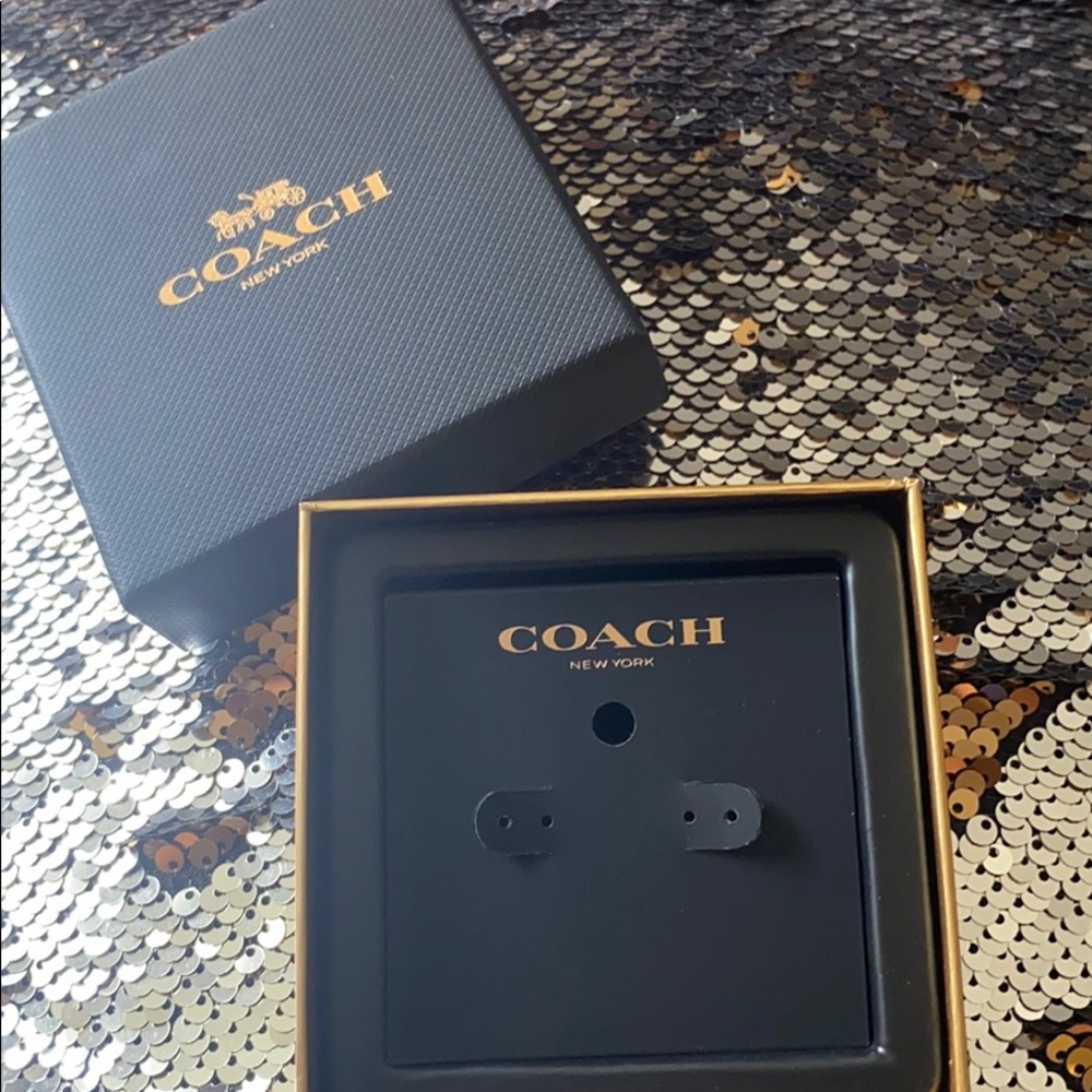 Coach Black and Gold Earring Jewelry Gift Box